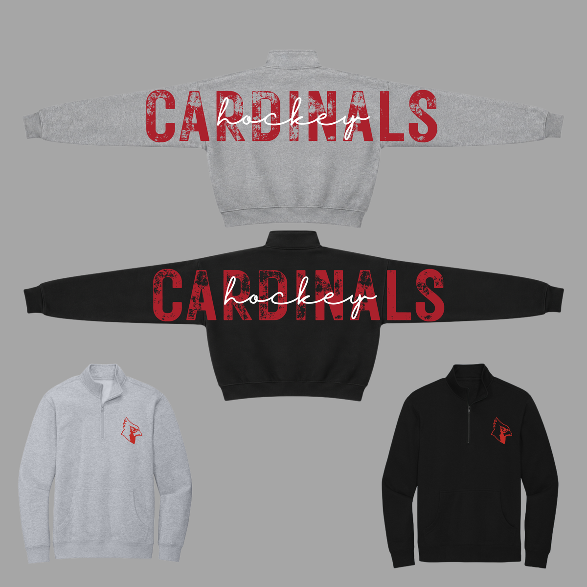 RAHA - Adult - 1/4 Zip Fleece OVERSIZED CARDINALS on back