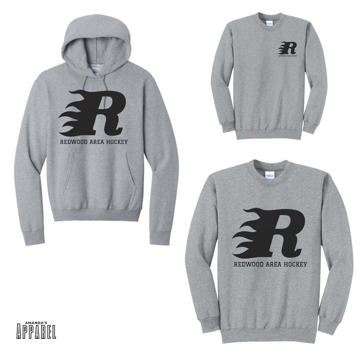 RAHA - Youth - Retro R Hockey Design - Gray
