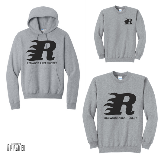 RAHA - Adult - Retro R Hockey Design - Gray