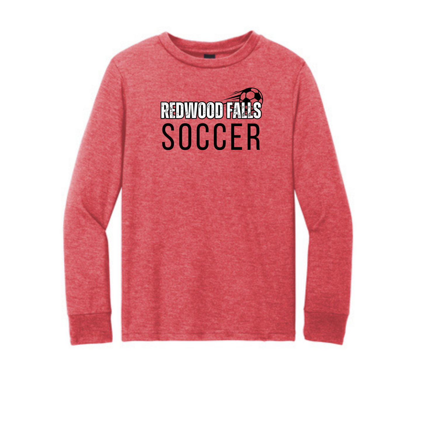 S Soccer Youth Design 2 Red Frost Long Sleeve Shirt